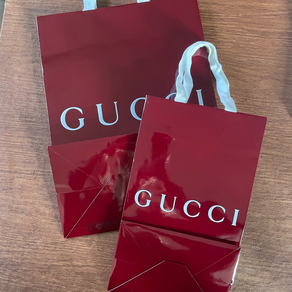Gucci Burgundy Gift Bags with White Handles